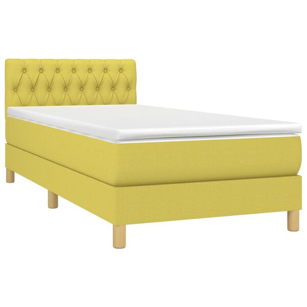 vidaXL Sommier &agrave; lattes de lit avec matelas et LED Vert 90x200cm Tissu