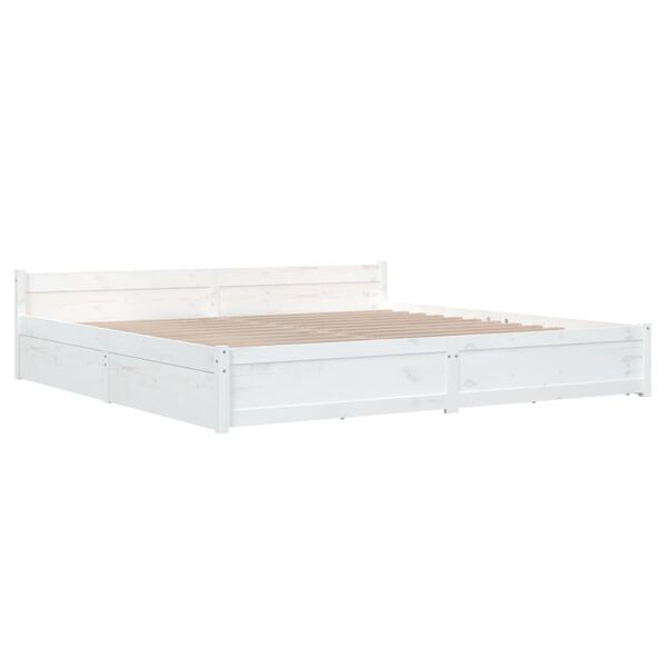vidaXL Cadre de lit sans matelas avec tiroirs blanc 200x200 cm