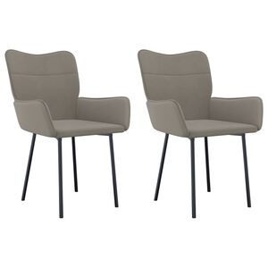 vidaXL Chaises &agrave; manger lot de 2 Gris clair Velours