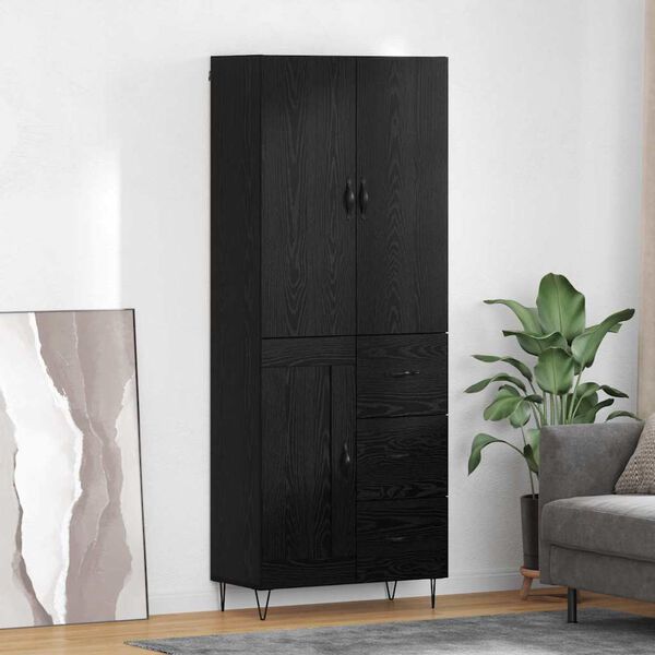 vidaXL Haut Armoire Montage mural 2 pcs Ch&ecirc;ne noir Bois d'ing&eacute;nierie