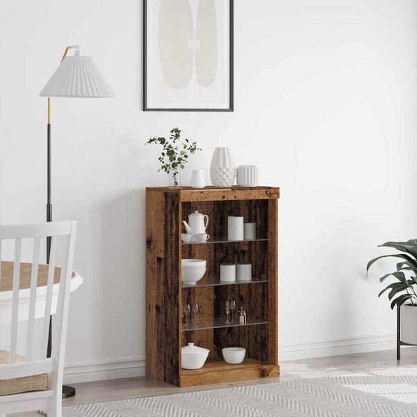 vidaXL Buffet LED Bois ancien 60,5 x 37 x 100 cm Bois d'ing&eacute;nierie