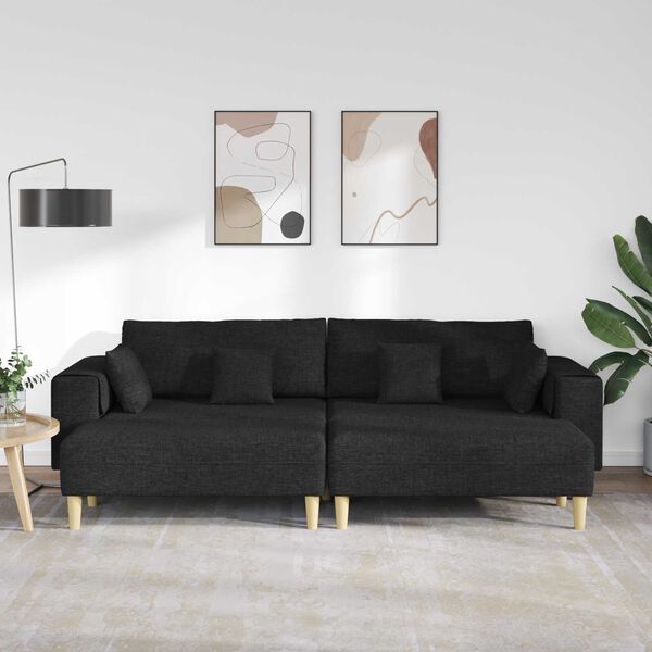 vidaXL Canap&eacute; avec coussin 3 pcs Noir tissu