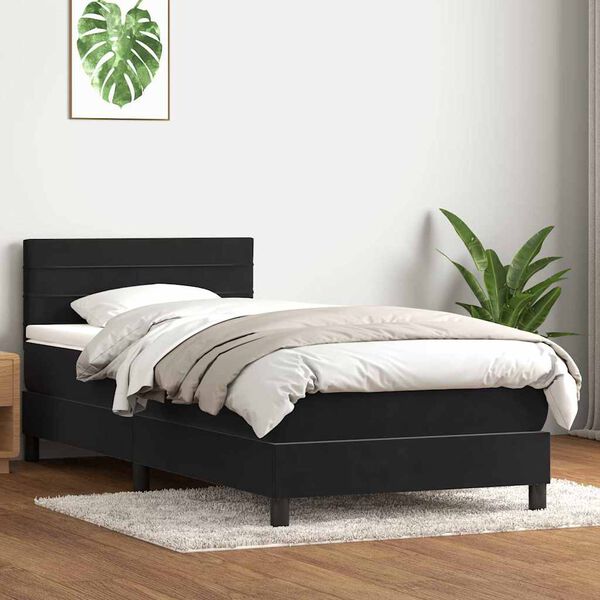 vidaXL Sommier &agrave; lattes de lit avec matelas noir 100x220 cm velours