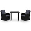vidaXL Ensemble &agrave; manger de jardin 3 pcs Noir