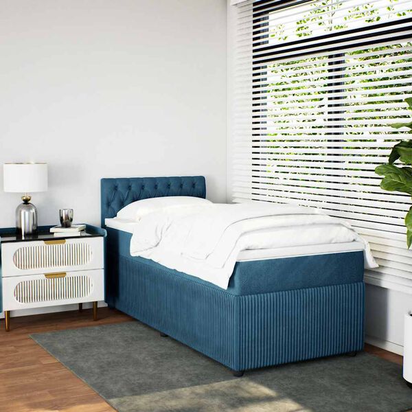 vidaXL Sommier &agrave; lattes de lit avec matelas bleu 100x200 cm