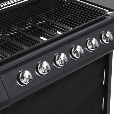vidaXL Barbecue au gaz avec 6 zones de cuisson Acier Noir