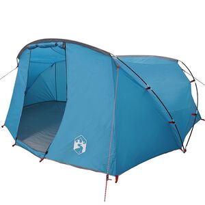vidaXL Tente tunnel 4 personnes 4 personne Bleu et gris