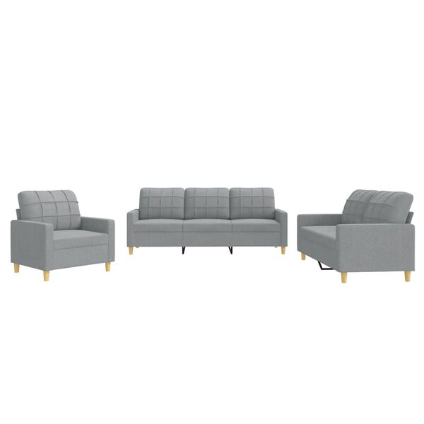 vidaXL Ensemble de canap&eacute;s 3 pcs avec coussins Gris clair Tissu