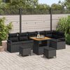 vidaXL Ensemble de canap&eacute; de jardin avec coussin 9 pcs Noir Poly rotin