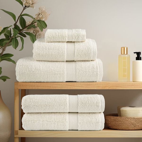 vidaXL Serviettes de douche de qualit&eacute; sup&eacute;rieure SOLUND 4 pcs cr&egrave;me