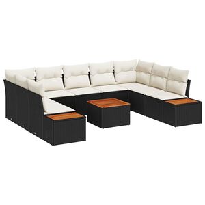 vidaXL Ensemble de canap&eacute; de jardin 10 pcs Noir Poly rotin