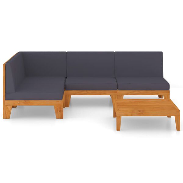 vidaXL Salon de jardin 5 pcs avec coussins Bois d'acacia solide