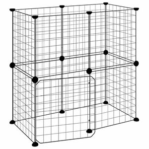 vidaXL Cage animaux de compagnie &agrave; 12 panneaux et porte Noir 70x35x70 cm