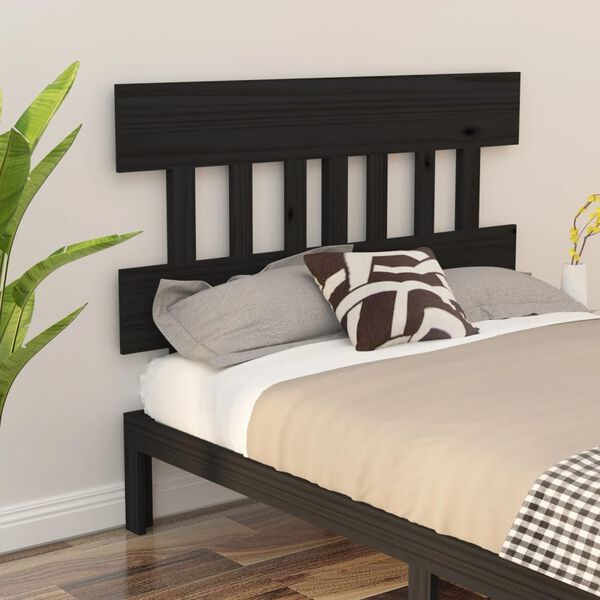 vidaXL T&ecirc;te de lit Noir 183,5x3x81 cm Bois massif de pin