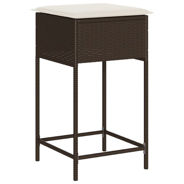 vidaXL Ensemble de bar de jardin avec coussins 7 pcs marron poly rotin