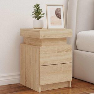 vidaXL Table de chevet avec lumi&egrave;res LED ch&ecirc;ne sonoma 35x39x55 cm