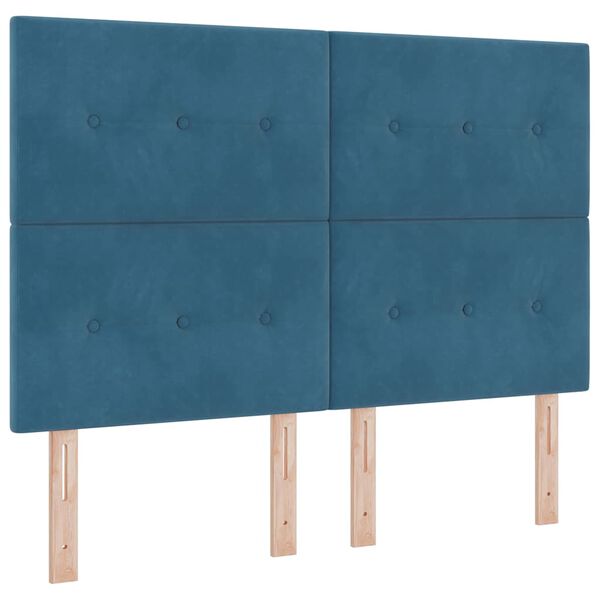 vidaXL Lit &agrave; ressorts avec matelas Bleu fonc&eacute; 190 x 140 cm Polyester