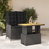 vidaXL Ensemble &agrave; manger de jardin coussins 2pcs noir r&eacute;sine tress&eacute;e