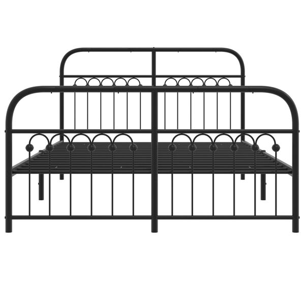 vidaXL Cadre de lit m&eacute;tal sans matelas avec pied de lit noir 140x190cm