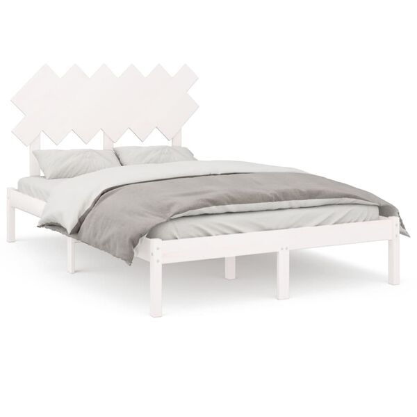 vidaXL Cadre de lit sans matelas blanc 120x190 cm bois massif