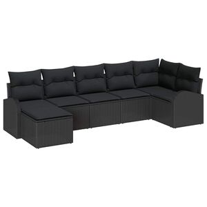 vidaXL Ensemble de Canap&eacute;s 7 pc Noir polyrotin