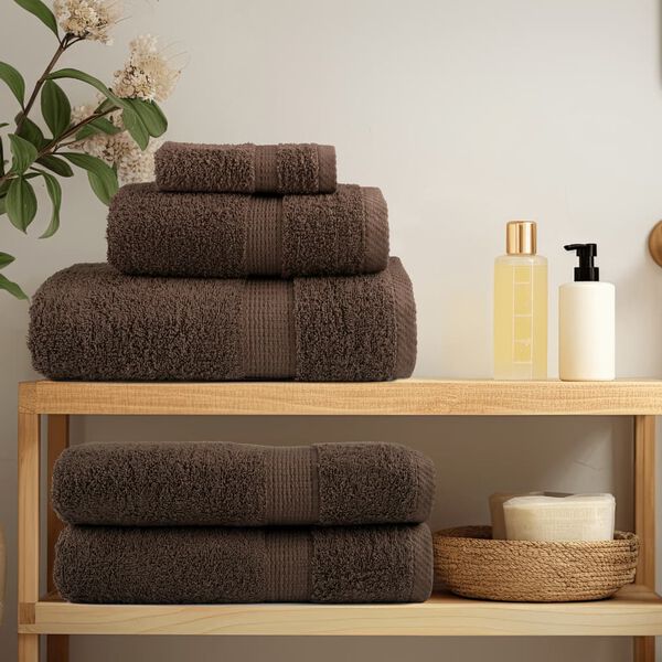 vidaXL Serviettes de douche de qualit&eacute; sup&eacute;rieure SOLUND 10 pcs marron