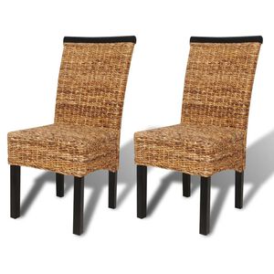 vidaXL Chaises &agrave; manger lot de 2 bois solide de manguier et abaca