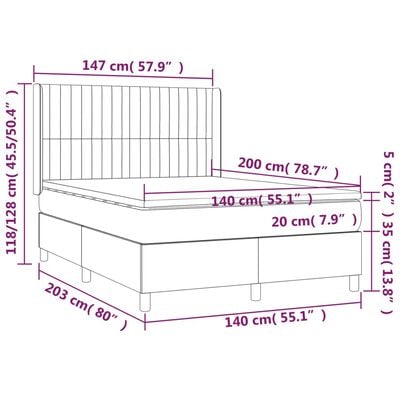 vidaXL Sommier à lattes de lit matelas et LED Rose 140x200 cm Velours