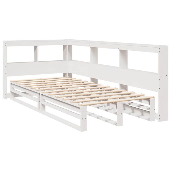 vidaXL Lit biblioth&egrave;que sans matelas blanc 90x200cm bois de pin massif