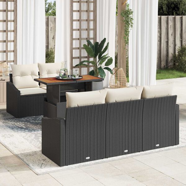 vidaXL Ensemble de salle &agrave; manger pour jardin 6 pcs Noir et Cr&egrave;me