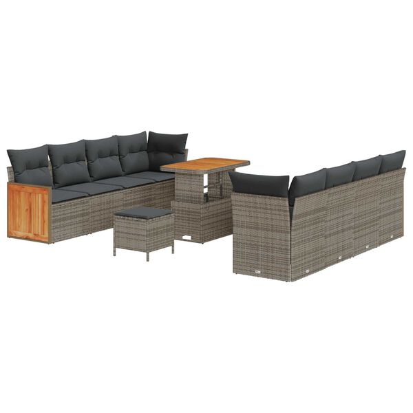vidaXL Ensemble de canap&eacute; de jardin avec coussin 11 pcs Gris