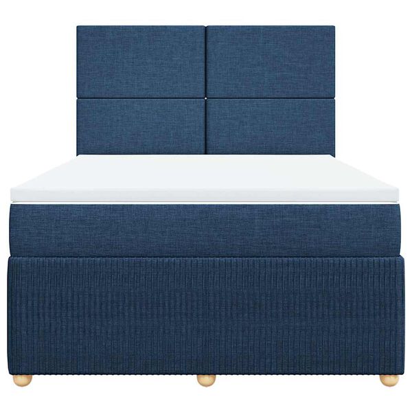 vidaXL Sommier &agrave; lattes de lit avec matelas Bleu 160x200 cm Tissu