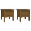 vidaXL Tables d'appoint 2pcs Marron miel 40x40x39cm Bois massif de pin