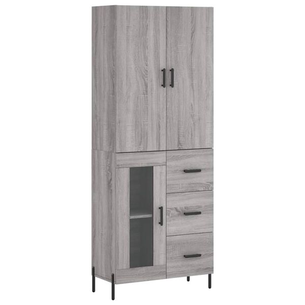 vidaXL Buffet haut Sonoma gris 69,5x34x180 cm Bois d'ing&eacute;nierie