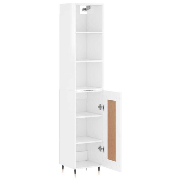 vidaXL Buffet haut Blanc brillant 34,5x34x180 cm Bois d'ing&eacute;nierie