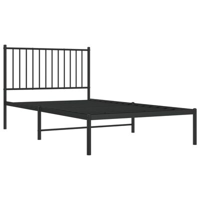 vidaXL Cadre de lit métal sans matelas avec tête de lit noir 100x190cm