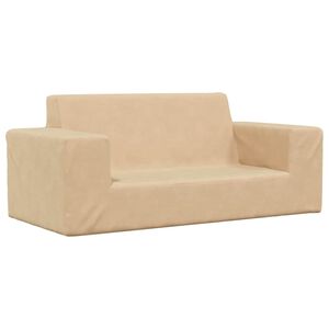 vidaXL Canap&eacute; pour enfants &agrave; 2 places Cr&egrave;me Peluche douce