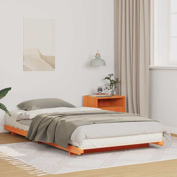 vidaXL Cadre de lit sur&eacute;lev&eacute; Marron cire 90 x 210 cm