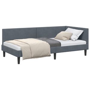 vidaXL Cadre de lit d'angle Gris fonc&eacute; 80 x 200 cm Velours