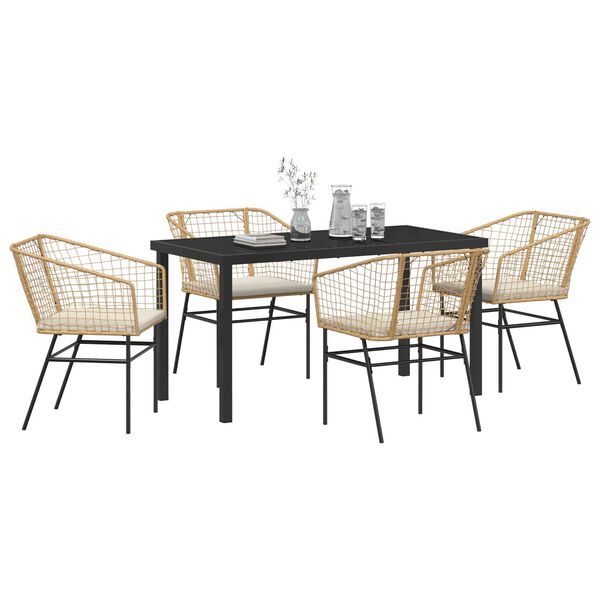 vidaXL Ensemble de salle &agrave; manger pour jardin 5 pcs Marron polyrotin