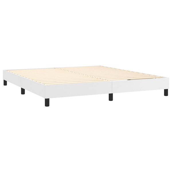 vidaXL Sommier &agrave; lattes de lit avec matelas Blanc 160x200cm Similicuir