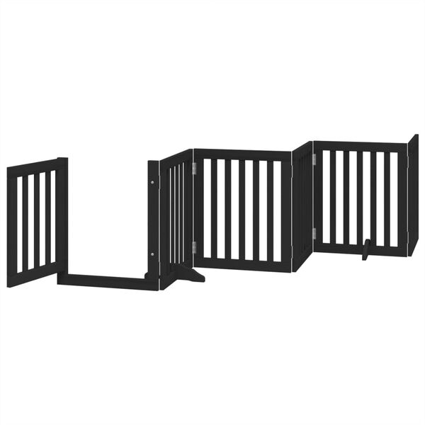 vidaXL Barri&egrave;re pour chiens et porte 6 panneaux noir bois de peuplier