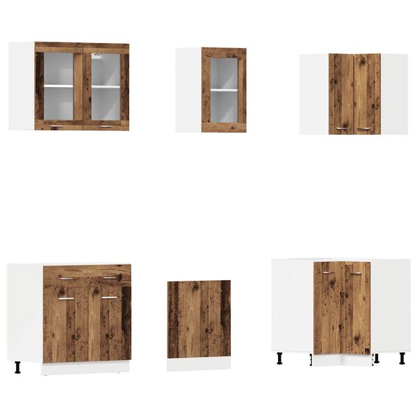 vidaXL Ensemble de 11 meubles de cuisine "Lyon" en bois d'ing&eacute;nierie vieilli