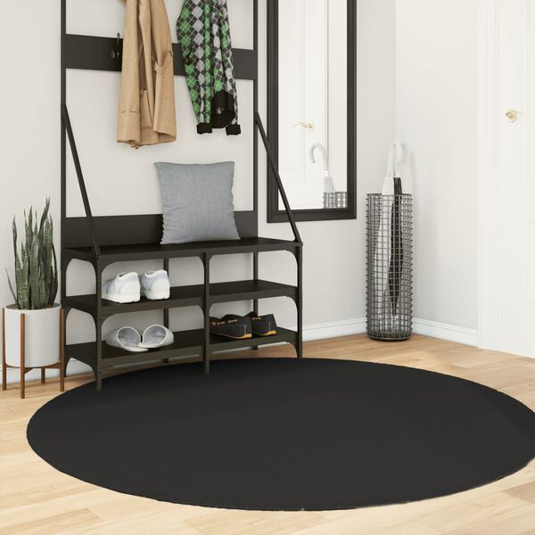 vidaXL Tapis HUARTE &agrave; poils courts doux et lavable noir &Oslash; 160 cm