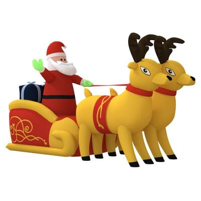 vidaXL Décoration gonflable de Père Noël et renne à LED 130 cm