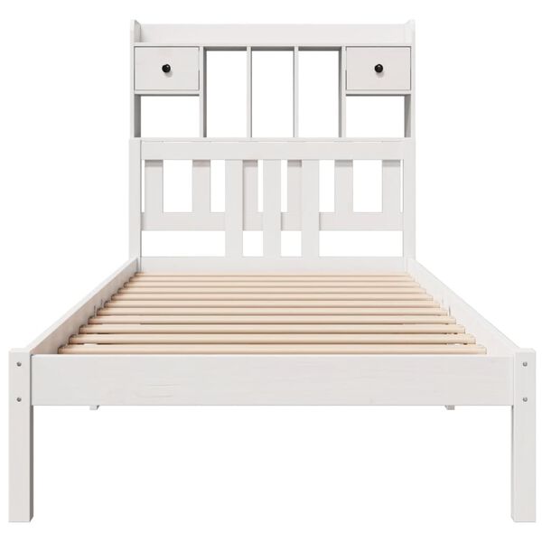 vidaXL Lit biblioth&egrave;que sans matelas blanc 90x200cm bois de pin massif