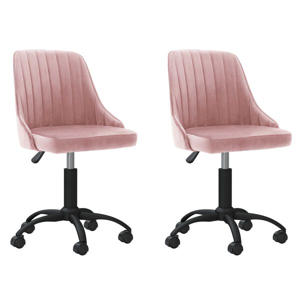 vidaXL Chaises pivotantes &agrave; manger lot de 2 rose velours