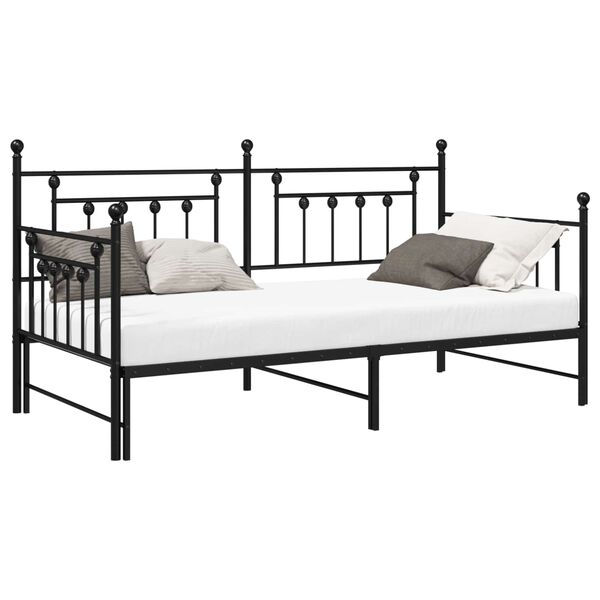 vidaXL Cadre de lit de jour Noir 90 x 200 cm Acier