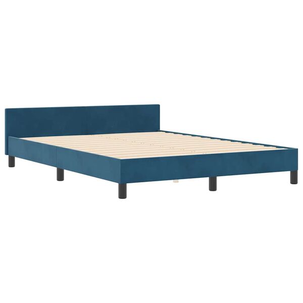 vidaXL Lit &agrave; ressorts avec t&ecirc;te de lit Bleu fonc&eacute; 140 x 200 cm Velours
