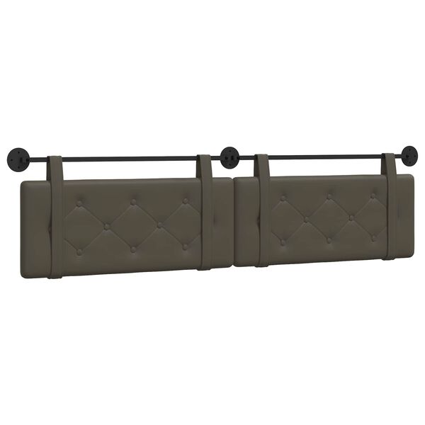 vidaXL T&ecirc;te de lit suspendue Gris 210 x 55 x 5 cm Simili cuir